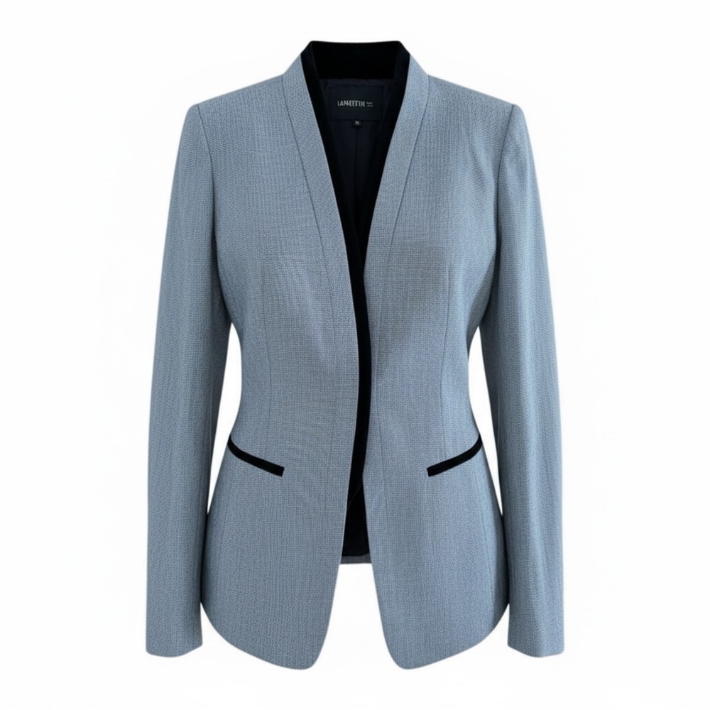 Lafayette 148 New York Modern Tailored Wool Blazer 10 Grey Quiet Luxury Minimal